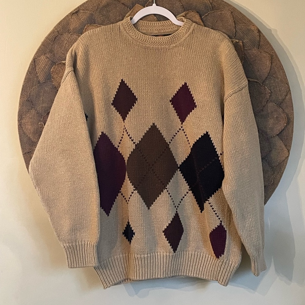 Stone Haven Vintage Crewneck Argyle Sweater
